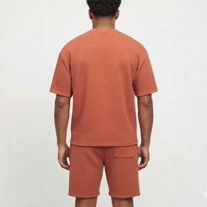 Conjunto de Camiseta y Pantalones Cortos de Algodón Oversize para Verano, Venta al Por Mayor OEM, con Logotipo Personalizado, Jersey Sólido, Manga Corta, Traje Deportivo para Hombre - Product Image 3