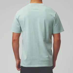 T-shirt en coton à manches courtes pour homme, bleu clair, coupe classique, col rond, décontracté, couleur unie, jersey tricoté, design simple - Product Image 4