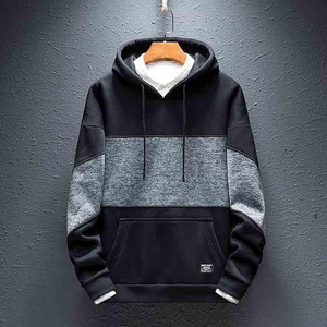 Sudadera con Capucha de Estilo Único, Algodón y Felpa, Corte Regular, Informal, para Otoño, en Beige, Marrón y Gris, Sudaderas con Capucha para Hombre - Product Image 2