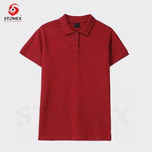 High Quality <b>Women's</b> <b>Burgundy</b> Polo <b>Shirt</b> Custom Logo Cotton Pique Short Sleeve Casual Business Apparel Manufacturer - Product Image 5