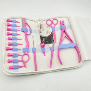 Hot Pink Hair Extension Pliers Wholesale Low MOQ Top Grade Solid Stainless Steel Hair Extension Tools Kit <b>Set</b> With <b>Razor</b> & Clips - Product Image 4