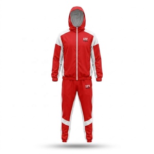 Ensemble de survêtement pour homme à capuche avec fermeture éclair, en polyester, pour l'entraînement, jogging, sport, deux pièces, vêtements de sport, ensembles de course - Product Image 2