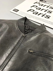 OEM Wholesale High Street American Retro Spice Girl Cotton <b>pilot</b> Thickened Distressed Leather Waterproof Men's Bomber <b>Jacket</b> - Product Image 2