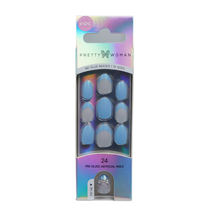 Ongles artificiels faciles à appliquer, motif arc-en-ciel de dessin animé, forme amande, ABS de haute qualité, pré-collés, à presser, avec détails dorés - Product Image 1