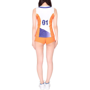 Meilleures ventes : Ensemble uniforme de volley-ball sans manches pour femmes, orange et blanc, tenues de sport personnalisées pour équipes en promotion - Product Image 3