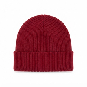 Custom Burgundy Rib Knit Cuffed <b>Beanie</b> Hat Winter Warm <b>Skull</b> Cap With Custom Logo - Product Image 3