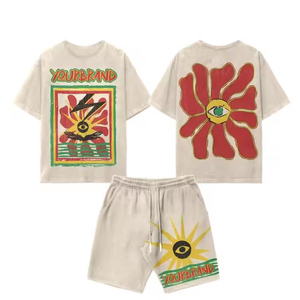 Custom OEM <b>Puff</b> Print Streetwear Short Set Vintage Printed Graphic T Shirt And Matching Shorts Two Piece Sets - Product Image 1