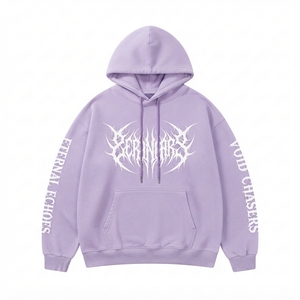 เสื้อฮู้ดดี้โอเวอร์ไซส์ ผ้าฝ้าย 100% กันยับ พิมพ์ลายดิจิทัล ลายตัวอักษร สไตล์ลำลอง ทรงหลวม รับผลิตแบบ OEM/ODM พร้อมสกรีนแบรนด์ตามสั่ง - Product Image 5