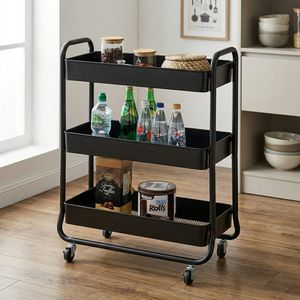 Petit chariot organisateur de cuisine roulant avec support de panier rotatif et étagère de rouleau de bain sur EBay! Meubles de cuisine - Product Image 1