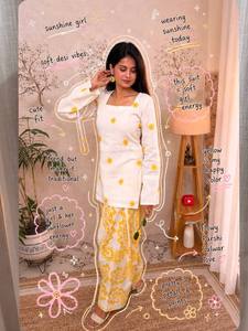 Ensemble coordonné pour femme en coton cambric de qualité supérieure, brodé, avec pantalon Farshi à imprimé numérique |   Ensemble de costume ethnique 2 pièces - Product Image 5