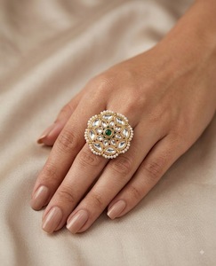 Traditional Kundan Finger <b>Ring</b> Indian Bridal Jewellery <b>Statement</b> <b>Ring</b> Ethnic Wedding Jewellery Wholesale Manufacturer & Supplier - Product Image 4