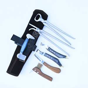 Professional Horse Farrier Tools Kit with Hoof Knife Loop Knife Hoof Nipper Clincher Dual Side Blade and Brush Stainless Steel - Product Image 1