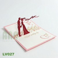 Tarjeta de Invitación de Boda 3D Pop-Up Personalizada con Sobre, Hecha a Mano, Estilo Romántico, Papel Recortado, Decoración para el Hogar, Oferta de Navidad ANN