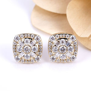 Boucles d'oreilles clous en or massif 10k avec moissanite, diamant de laboratoire taille ronde de luxe, solitaire, bijoux fins, fermeture à vis pour hommes et femmes - Product Image 2