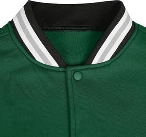 MOMENTUM Men's Green Varsity <b>Jacket</b> Black Sleeve Solid Color Turn-down Collar Reversible Breathable <b>Fleece</b> <b>Lining</b> Winter Casual - Product Image 4