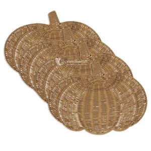 Handmade Rattan Pumpkin Shaped Placemat Mats and Pads <b>Retro</b> Design <b>Table</b> Decoration Accessory Halloween Decor - Product Image 1