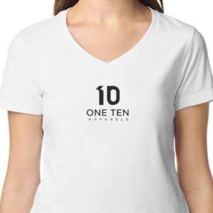 Camiseta de Cuello en V para Mujer, Blanca, de Algodón Suave, Informal, de Manga Corta, Cómoda, Básica, Personalizable, Venta al Por Mayor para Damas - Product Image 2