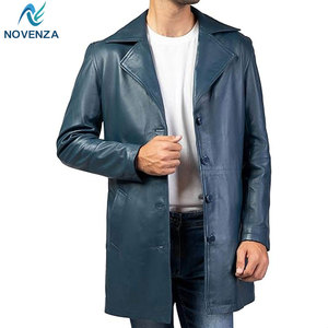 Fashionable Men Genuine Leather Reversible Trench <b>Coat</b> Winter Warm <b>Lined</b> Outerwear for Business Travel and Everyday Wear - Product Image 4