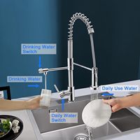 Robinet de cuisine moderne en laiton à poignée unique certifié CE, 3 voies (eau froide, chaude et potable) pour projets hôteliers, vente en gros