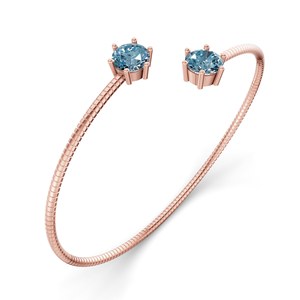 Brazalete Elora Flexi de Oro Rosa de 14 Quilates con Diamante de Laboratorio Azul Hielo (1 Ct.) Tw. Nuevas Joyas de Moda en Venta para Compromiso - Product Image 5