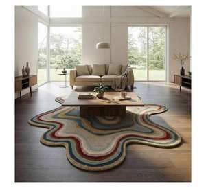 Tapis moderne abstrait à forme irrégulière, design ondulé coloré, pour salon, tapis décoratif de sol, tapis de forme irrégulière, vente chaude - Product Image 2