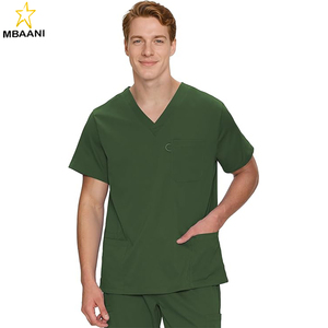 <b>Scrub</b> <b>Tops</b> for Men - Classic V-Neck <b>Top</b> with 4 Pockets, Side Slits - Product Image 1