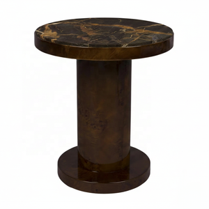 Table d'appoint en placage de bois Mappa et plateau en marbre pour canapé, salon, entrée, hôtels, restaurants et villas - Product Image 1