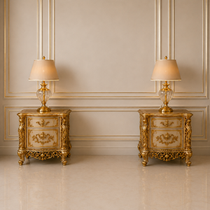 Juego de Dormitorio de Estilo Europeo Tallado a Mano de Primera Calidad para Villa y Hotel, Cama King Size con Cabecero Acolchado, Mesitas de Noche, Muebles de Madera de Teca de Estilo Antiguo - Product Image 3