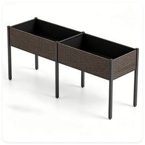 Fioriera da Giardino Ergonomica in Rattan PE da 29 Pollici, Capacità 352 Libbre, con Rivestimento in Tessuto Rimovibile, Materiale PP, 2 Sezioni - Product Image 2