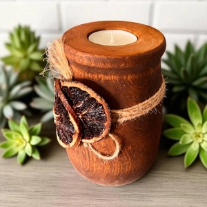 Customizable Eco-Friendly Heat Resistant Handmade Wooden <b>Tea</b> <b>Light</b> <b>Holder</b> Dried Orange Slices Twine Decor for Home Decoration - Product Image 5