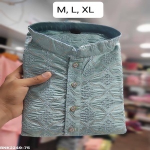 <b>Top</b> Quality Silk Blend with Thread-<b>Sequin</b> work Full-<b>Sleeve</b> Kurta-Payjama Set Collection Worldwide Supplier Exporter - Product Image 1