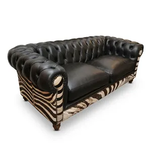 Sofá Chesterfield de Cuero PU, Tapizado, Cuadrado, de Dos Plazas, con Brazos Enrollados y Patas de Madera, Muebles para Sala de Estar - Product Image 2