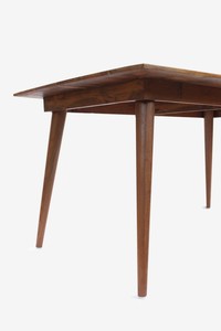 Mid-Century Modern <b>Solid</b> Teak <b>Wood</b> Dining <b>Table</b> - Curved Edge 4 Seater Space Saving Furniture | Pindel Handicraft - Product Image 2