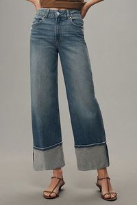 Jean en denim taille haute à jambe large pour femme, coupe ample, longueur intégrale, en coton délavé, style décontracté printemps - Product Image 3