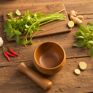 Ensemble mortier et pilon en bois, fait main, écologique, qualité alimentaire, pour broyer herbes, épices, ail, poivre, gingembre, outil manuel durable pour herbes - Product Image 6