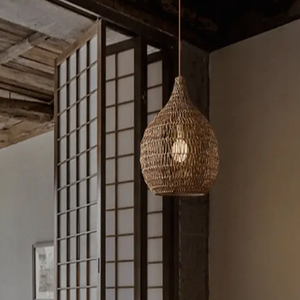โคมไฟระย้าหวายสานมือสไตล์เรโทรสำหรับห้องรับประทานอาหาร - Product Image 2