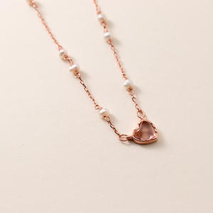 นาลัน S925 สร้อยคอไข่มุกรูปหัวใจเงินแท้ สร้อยคอหรูหราหวานซึ้ง Y00478 - Product Image 4