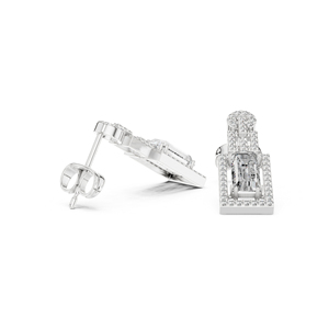 14K Yellow <b>Gold</b> Round & Baguette Lab-Grown Diamond Engagement <b>Earrings</b> for Women | New Grown Diamond - Product Image 6