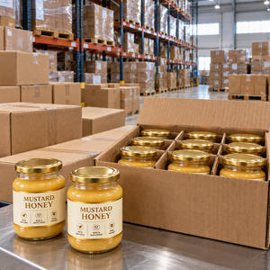 Moutarde au miel |   Miel brut non filtré naturel, étiquette privée, emballage personnalisé, vente en gros, pots de 100g, 250g, 500g pour les marchés d'exportation B2B - Product Image 4