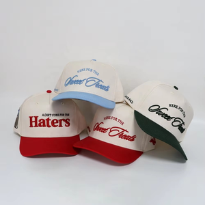Casquette de baseball unisexe en coton à visière incurvée, structurée, bicolore, avec logo brodé de haute qualité, 5 panneaux, personnalisable OEM - Product Image 2