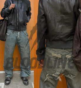 Jeans de Mezclilla Negros de Cintura Alta, Estilo Punk, Desgastados, Ajustados para Hombre, Ropa de Otoño, Jeans de Algodón, Tela de Mezclilla de Primera Calidad - Product Image 6