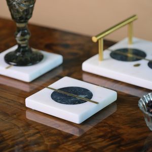 ชุดจานรองแก้วหินอ่อนสีเขียว สำหรับชา กาแฟ เครื่องดื่ม ใช้กับโต๊ะอาหาร เคาน์เตอร์บาร์ ของตกแต่งบ้านระดับพรีเมียม ของขวัญ - Product Image 4