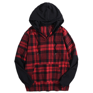 เสื้อฮู้ดลายสก็อตแบบสวม Unisex สไตล์ลำลอง เสื้อฮู้ดลายตาราง สตรีทแวร์ - Product Image 1