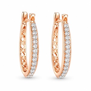 Pendientes de Diamantes Roy Diamond Chapados en Oro Rosa para Mujer, Lujosos, con Engaste Geométrico, Corte Brillante, Certificados por IGI, para Uso Diario - Product Image 3