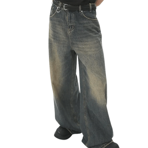 Vaqueros holgados personalizados de mezclilla para hombre, pantalones de mezclilla gruesos lavados a la piedra para la temporada de otoño-invierno - Product Image 2