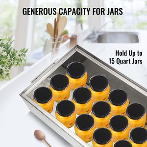 Pentola per conserve a bagno maria da 15 litri in acciaio inossidabile, per piano cottura, con 2 griglie di cottura, in acciaio inox 304 per uso alimentare, per pentolame - Product Image 4