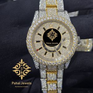 นาฬิกาเพชรหรูหราสำหรับผู้หญิง Pahal Jewels ตัวเรือนสแตนเลสทรงกลม 40 มม. ระบบควอตซ์แบบอนาล็อก สายแบบพับได้ - Product Image 5