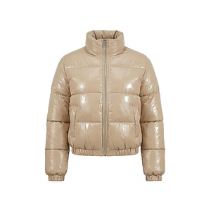 Hooded Quilted Waterproof <b>Bubble</b> Jacket Black Full Sleeve Winter Windproof Cotton Shell Knitted Fabric Polyester Filling Stand - Product Image 1
