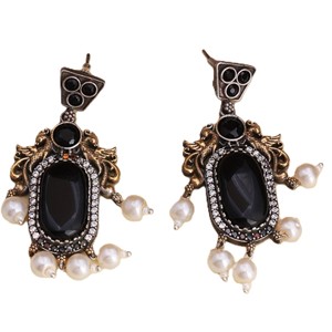 Pendientes Colgantes ARTS JEWELS Vintage con Bisel de Latón Oxidado en Forma de Campana, Zirconia, Chapado en Oro/Plata Antiguo, Clásicos para Mujer - Product Image 1