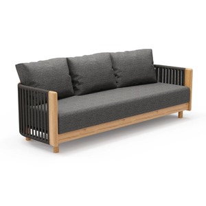 Modern Outdoor Teak Wood <b>Sofa</b> <b>Set</b> with Rope Design, Garden Patio Furniture <b>Set</b> with <b>Cushions</b>, Luxury Minimalist Living <b>Set</b> for H - Product Image 3